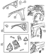 5065504AE - Body Sheet Metal Except Doors: Upper Load Path Beam, Right for Chrysler: 300 | Dodge: Challenger, Charger, Magnum Image