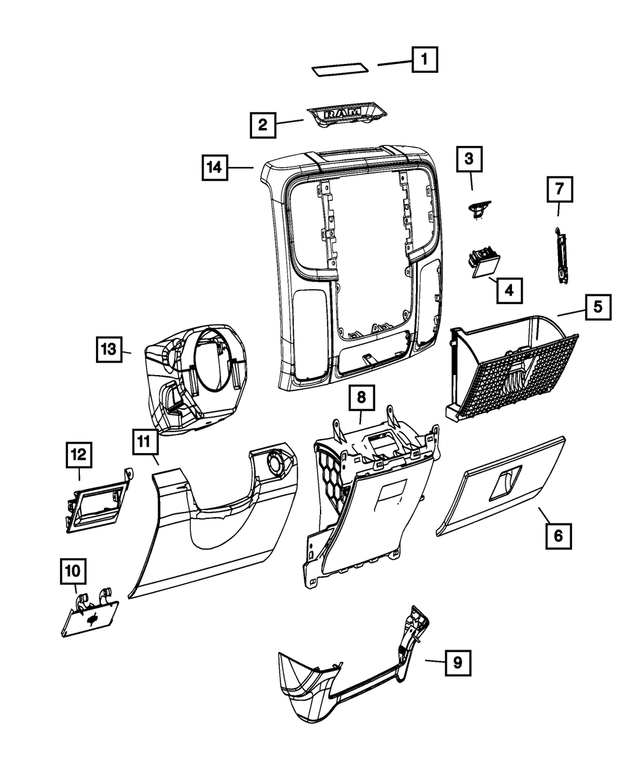 « 1JQ68HL1AA – Interior Trim : Volet De Boîte à Gants Loquet pour Mopar Image »