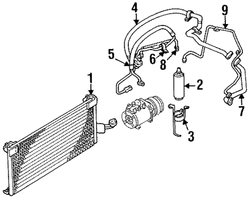 Condenser, Compressor & Lines for 1998 Chrysler Sebring #0