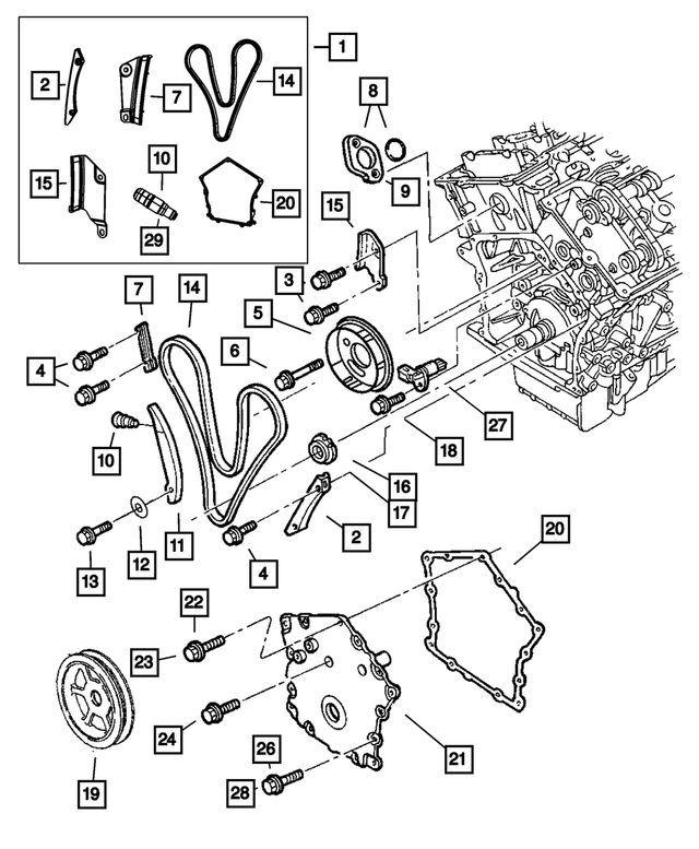 « 68036788AB – Engine 2.7L Six Cylinder : Distribution Chaine pour Mopar Image »