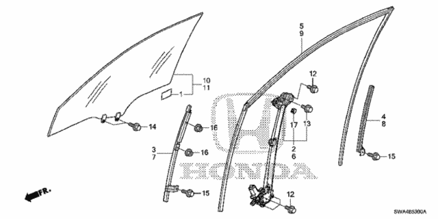 Front Door Windows  - Regulator for 2008 Honda CR-V #0