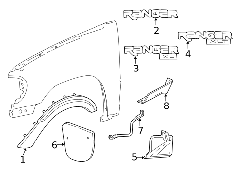 Exterior Trim - Fender for 1999 Ford Ranger #0