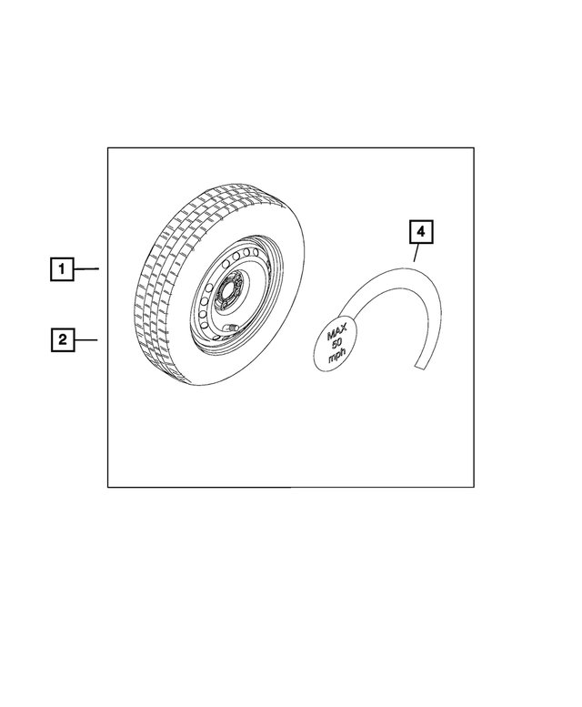 68427540AA - Wheels: Temporary Spare Tire Warning Label for Mopar Image