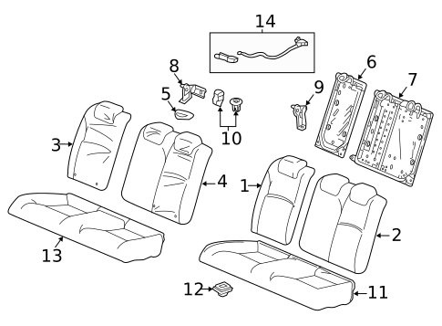 Rear Seat Components for 2018 Honda Civic #1