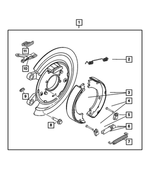 5114192AA - Brakes: Brake Shoe Hold Down Clip for Chrysler: Aspen, Sebring | Dodge: Durango, Ram 1500, Ram 2500, Ram 3500, Stratus | Jeep: Gladiator, Grand Cherokee, Grand Cherokee WK, Wrangler, Wrangler JK | Ram: 1500, 1500 Classic, 2500, 3500 Image