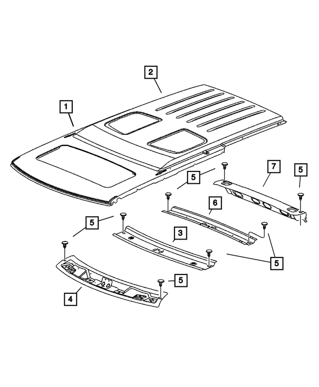 55396509AF - Body Sheet Metal Except Doors: Roof Panel for Mopar Image