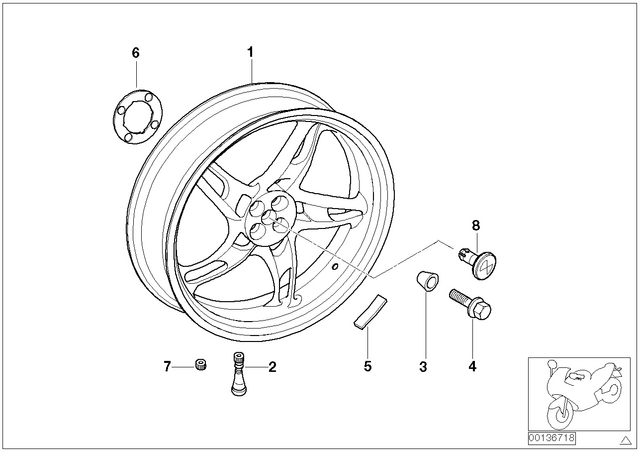 36317670796 - : Rear Wheel, Orange2 for BMW-Motorrad Image