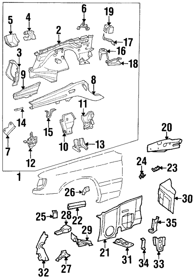 1246201050 - Body: Apron Assembly for Mercedes-Benz Image
