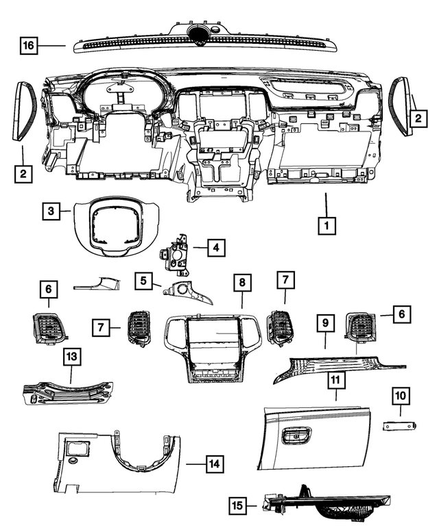 1GF63XTWAF - Interior Trim: Instrument Panel Cover, Left for Mopar Image
