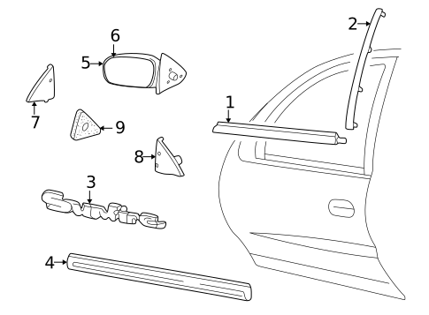 Exterior Trim - Front Door for 1998 Pontiac Sunfire #0