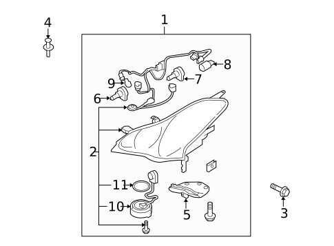 Headlamp Components for 2009 INFINITI EX35 #1