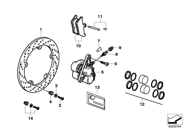 34112333112 - : Caliper With Out Brake Pads Right for BMW-Motorrad Image