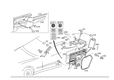 Paneling for a, B, C and D-Pillars for 1999 Mercedes-Benz CL500 #1