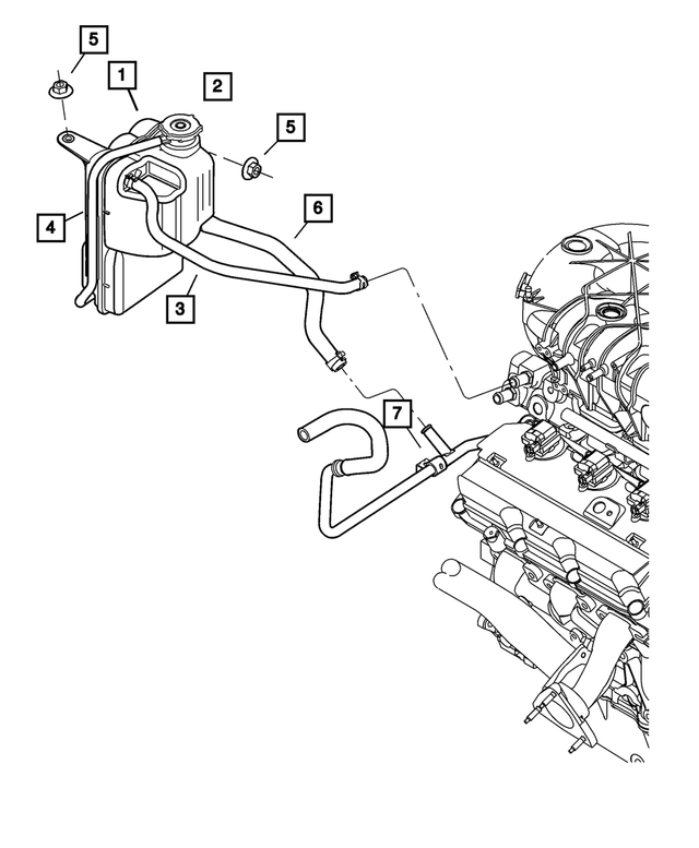 5005109AA - Cooling: Coolant Reserve Tank Hose for Mopar Image