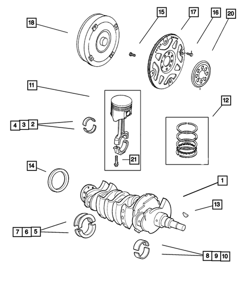 Crankshaft, Piston, and Drive Plate for 2002 Chrysler PT Cruiser #0