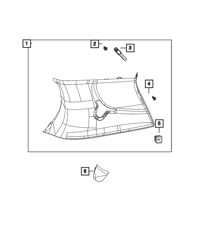 5RJ16DX9AE - Interior Trim: D Pillar Molding, Right for Mopar Image