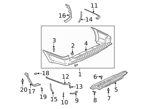 Bumper & Components - Rear for 2004 Mitsubishi Montero #0
