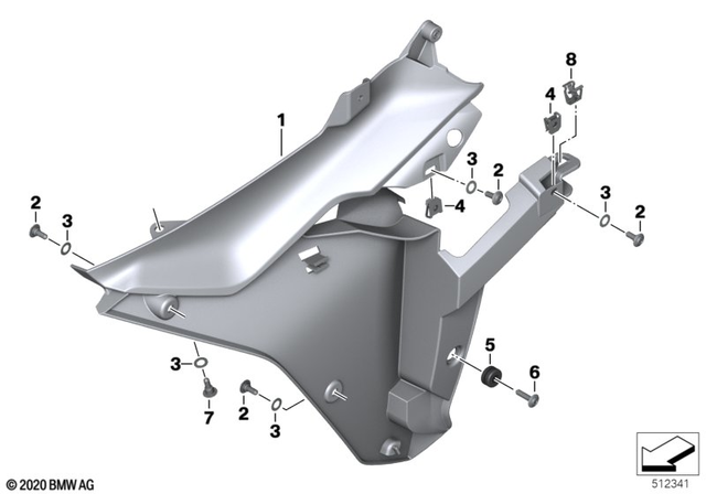 46638545322 - Frame and Mounting Parts: Inner Section, Fairing Side Panel, Right -  for BMW-Motorrad Image