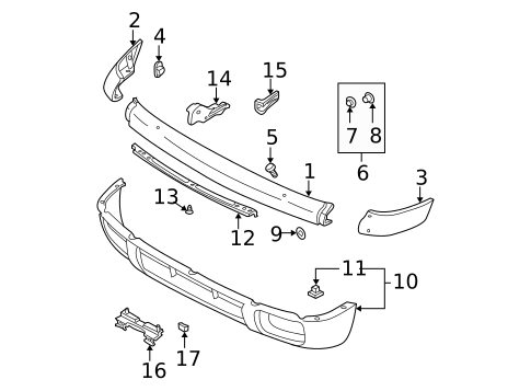 Bumper & Components - Front for 1998 Nissan Pathfinder #0