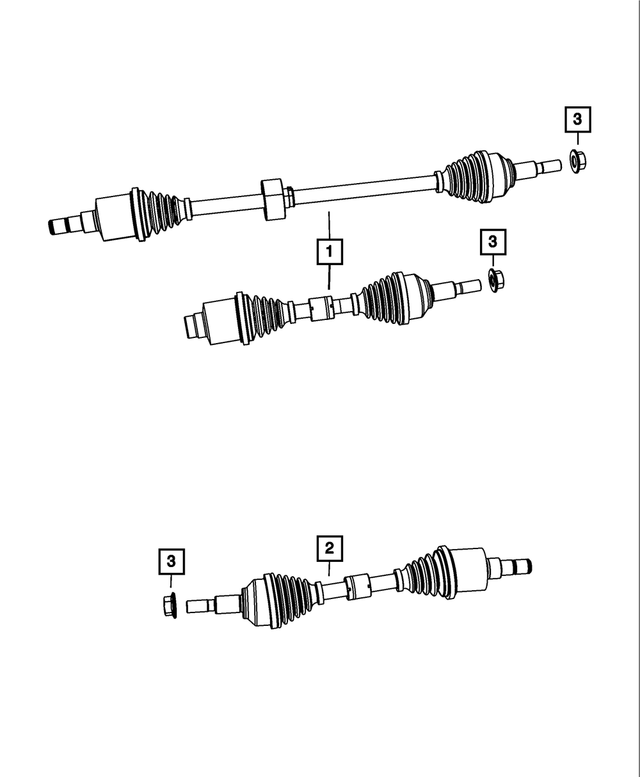 R5273558AG - All Wheel Drive; Differential and Drive Line: Front Drive Shaft, Right, Remanufactured for Mopar Image image