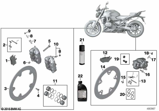 34118548028 - Service and Scope of Repair Work: Set of Brake Pads Front - Brembo for BMW-Motorrad Image