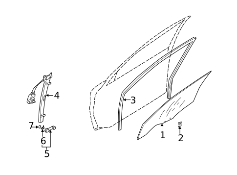 Glass - Front Door for 2004 Kia Rio #0