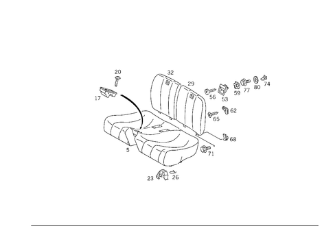 Rear Seat Cushion, Rear Backrest for 1992 Mercedes-Benz 500SL #0
