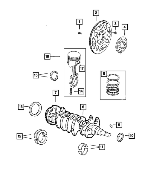 Crankshaft, Piston, and Drive Plate for 2004 Dodge Neon #0