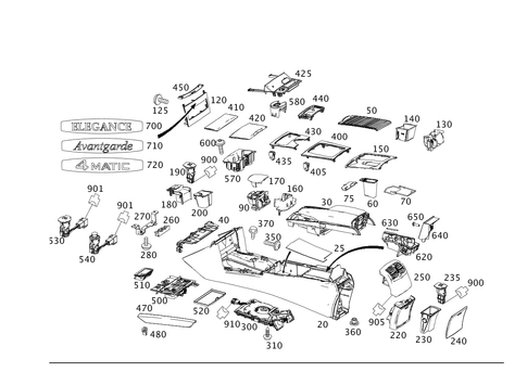 Housing with Stowage Tray, Armrest and Ashtray for 2013 Mercedes-Benz E350 #0