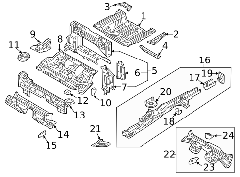 Rear Floor & Rails for 2018 Audi A3 Quattro #2