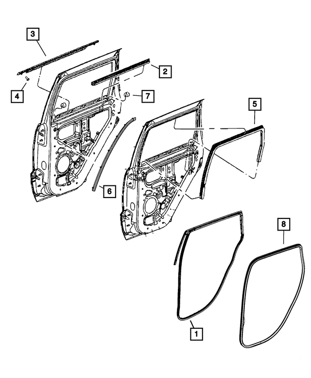 55399211AB - : Rear Door Belt Inner Weatherstrip, Left for Mopar Image