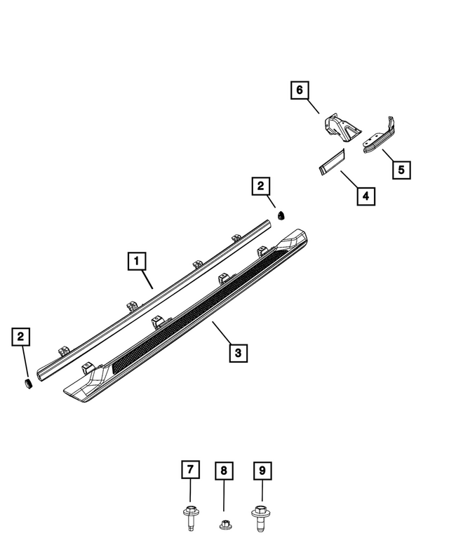 68425836AA - Exterior Ornamentation: Sill End Cap, Right Front for Mopar Image image