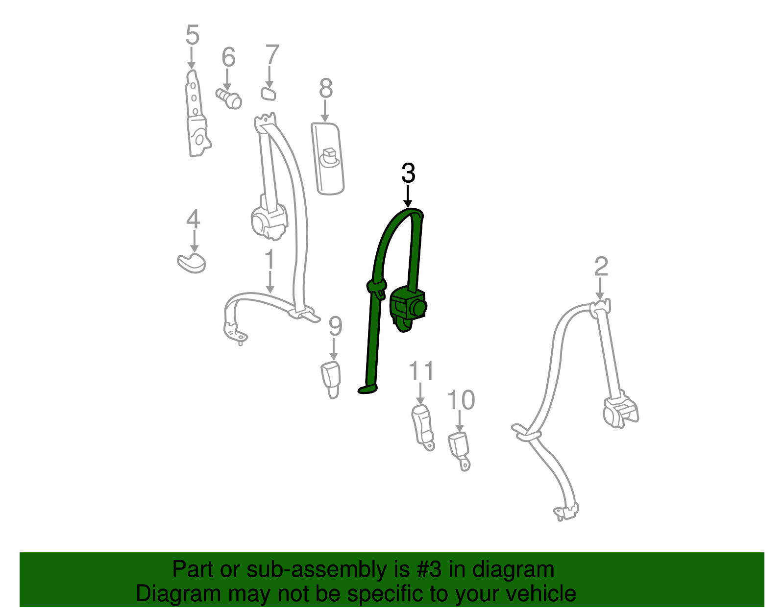 73301-08010-B1 - Belt & Retractor - 2011-2014 Toyota Sienna | Lithia ...