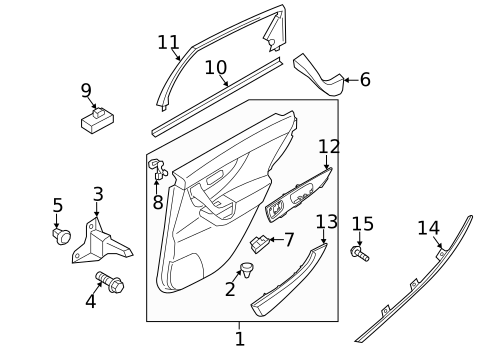Interior Trim - Rear Door for 2013 INFINITI FX37 #0