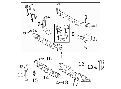 Radiator Support for 1999 Toyota Solara #0