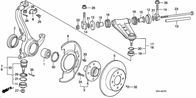 Steering Knuckle - Front Brake Disk for 1987 Honda Accord #0