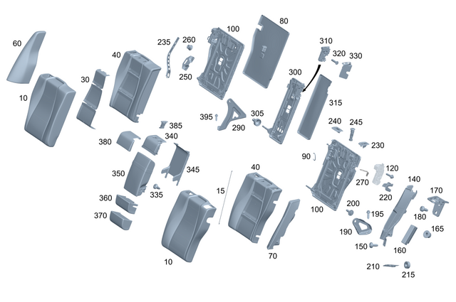 1679209424 - Rear Seat Bench: Outer Cov. , Rr Seat Backr for Mercedes-Benz: GLE350, GLE450, GLE450e, GLE53 AMG, GLE580, GLE63 AMG S Image image