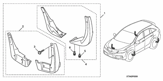 Splash Guards (1) for 2013 Acura RDX #0