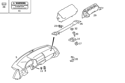 Instrument Panel & Body Parts Used for Co-Driver Airbag for 1992 Mercedes-Benz 300SD #1
