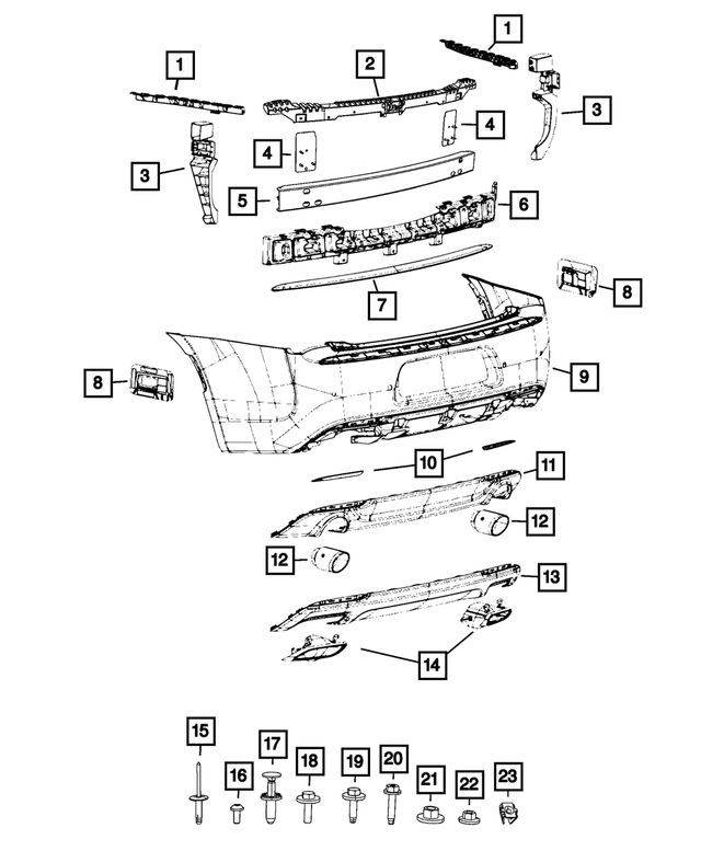 68248701AA - Frame, Bumper and Fascia: Rear Bumper Bracket, Left for Mopar Image