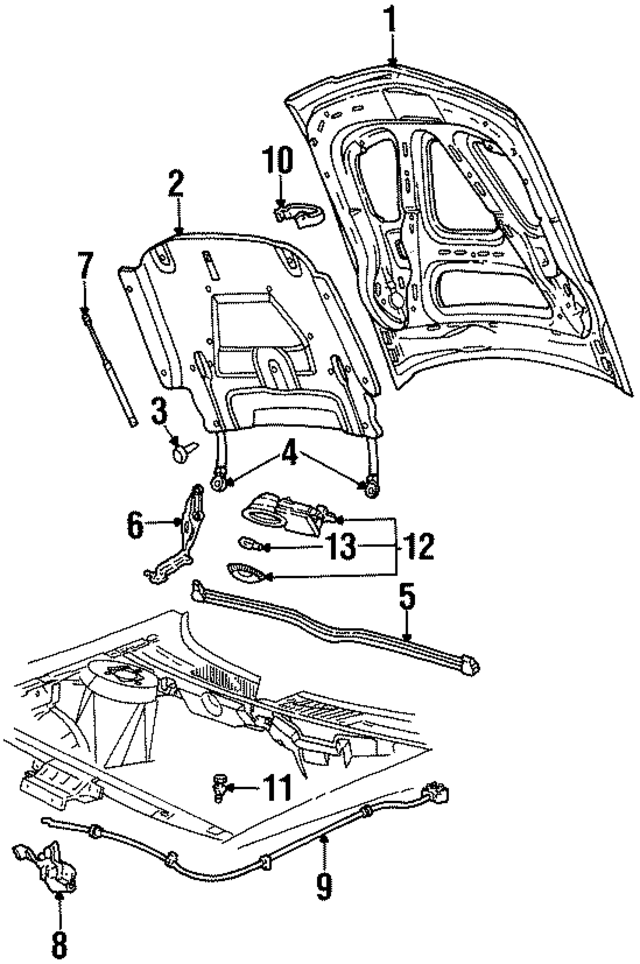 F8OZ16612AA - Body: Hood for Ford Image