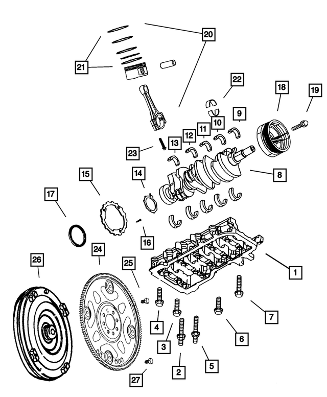 5013586AC - Engine 4.7L Eight Cylinder: Crankshaft Bearing Package for Mopar Image image