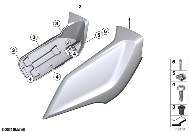 46638562652 - Frame and Mounting Parts: Wind Deflector, Right - Rohteil/blank for BMW-Motorrad Image