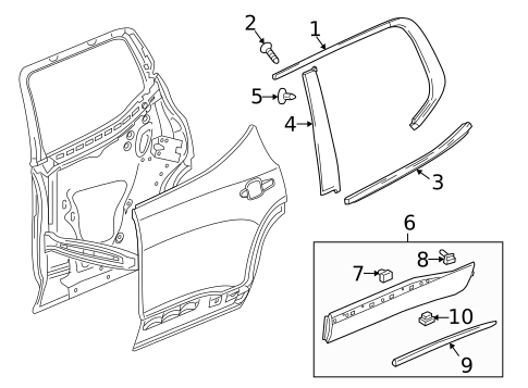 Exterior Trim - Rear Door for 2024 Chevrolet Traverse Limited #0