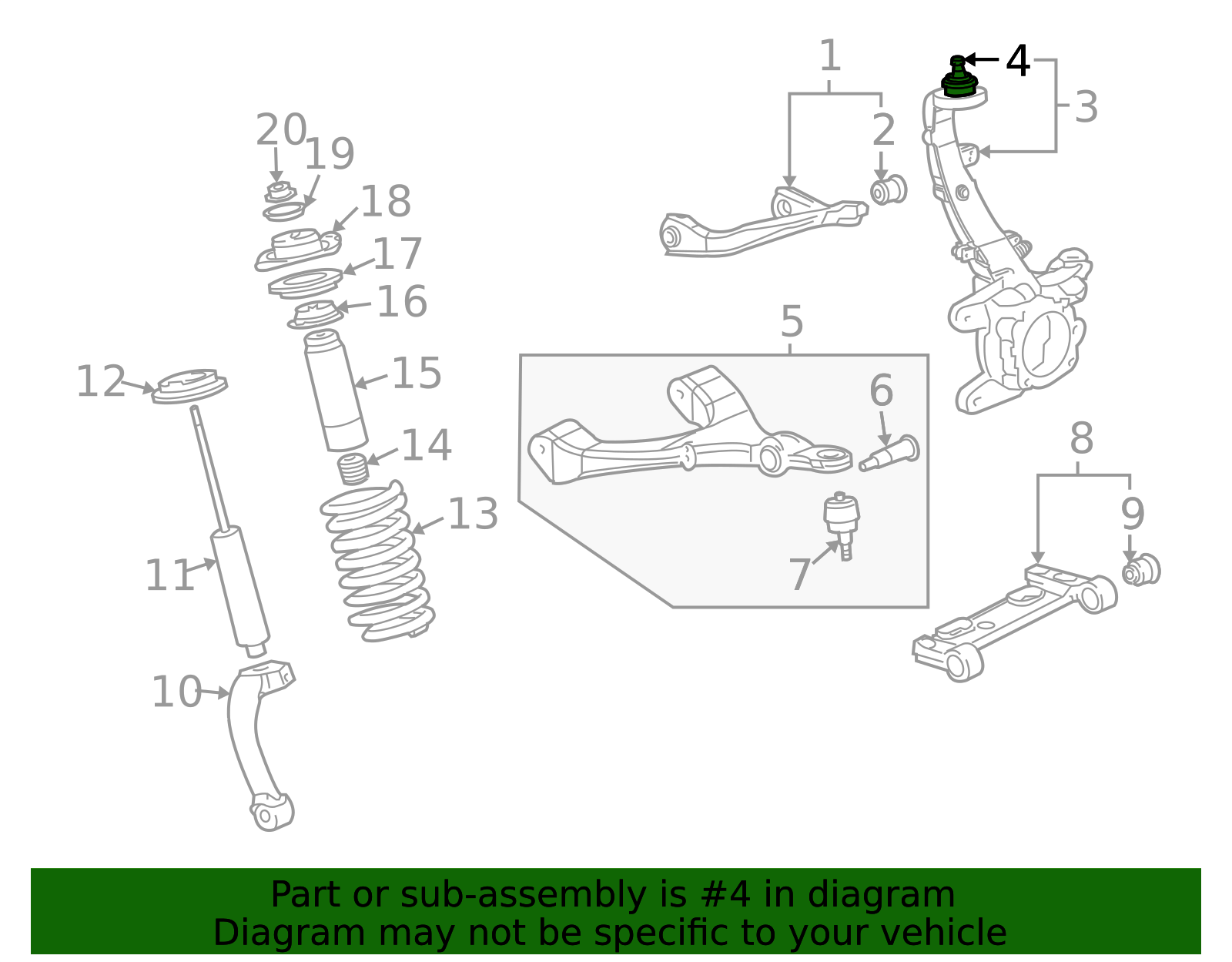 19133638 - Front Upper Suspension Control Arm Ball Stud Kit 2002-2009 ...