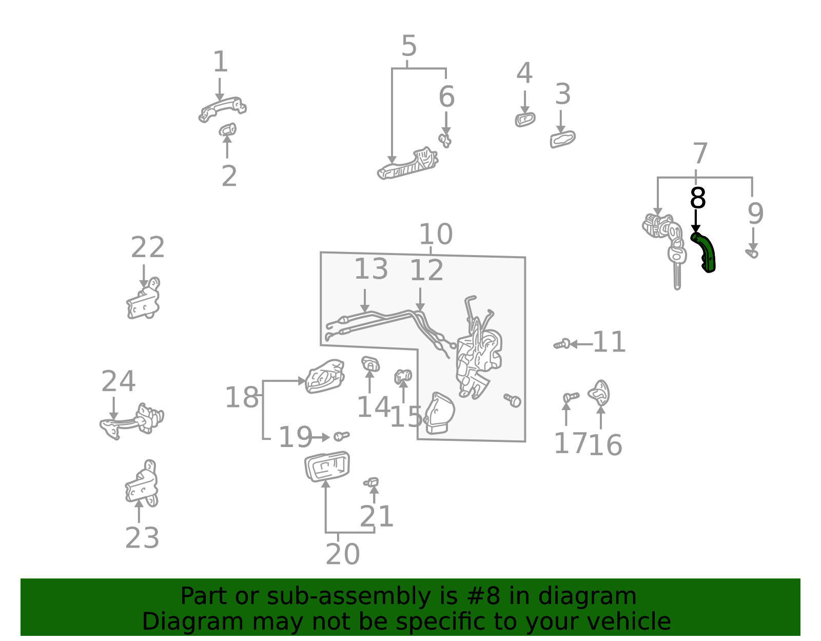 2001-2007 Toyota Highlander Cylinder & Keys Snap 69759-50120 | Toyota ...
