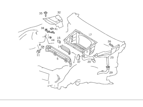 Engine Compartment Partition Panel, Wheelhouse Attachment Parts for 1993 Mercedes-Benz 300SL #0