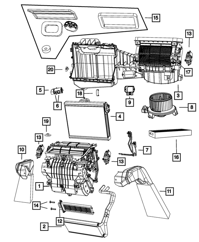 68232366AA - Air Conditioners and Heaters: A/c And Heater Housing for Mopar Image image