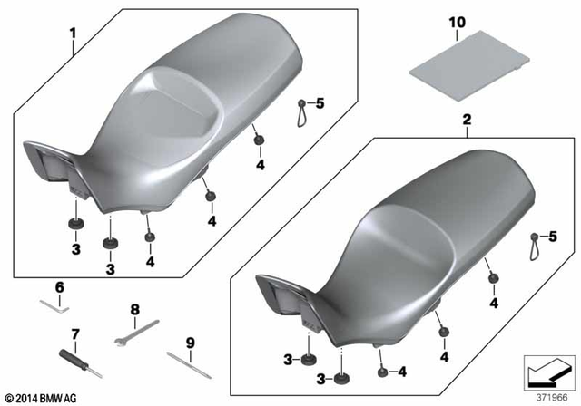 52538561694 - Seats and Seat Bench: Bench Seat, High, Black/Steingrau - H=890mm for BMW-Motorrad Image