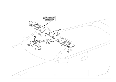Sun Visor, Interior Mirror, Grab Handle for 2002 Mercedes-Benz CLK 55 AMG&reg; #0